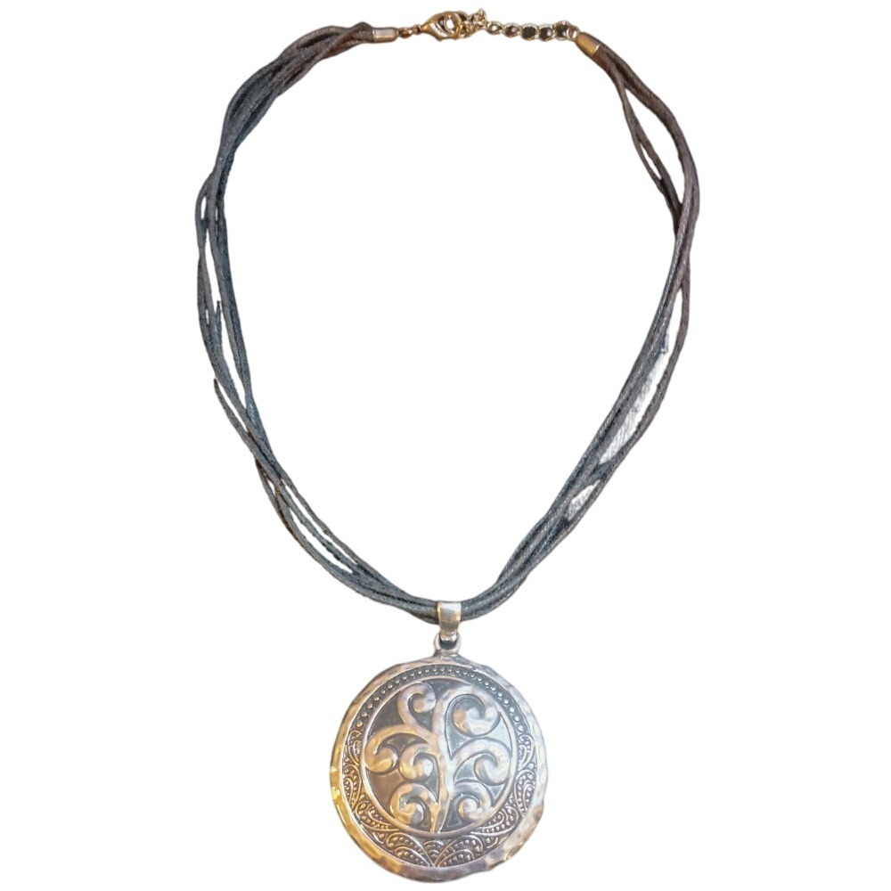 Statement Necklace Silver Tone Round Pendant Boho Chic Fashion Jewelry SKUJ100